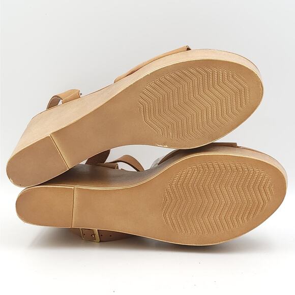 Steve Madden Women Strappy Wooden Wedge Sandals Welsh Size US 9.5 Camel Nubuck - Picture 6 of 6